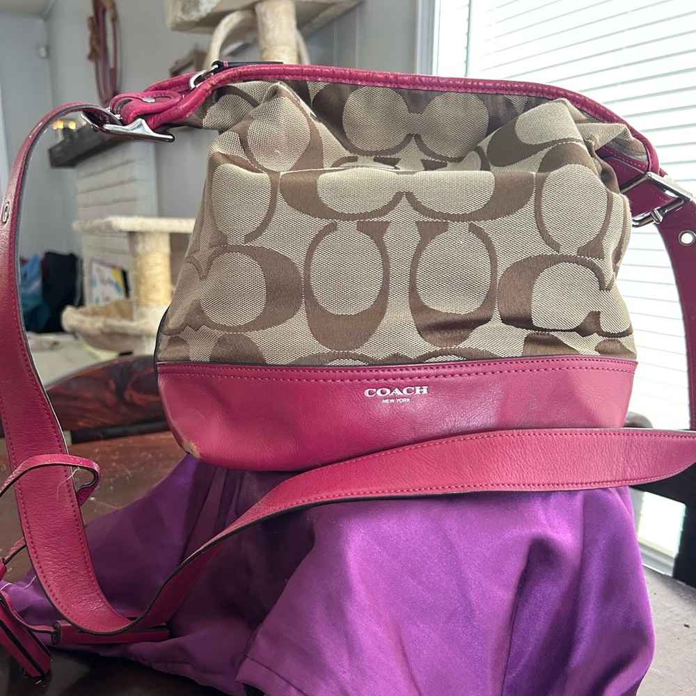 Vintage Coach Legacy Duffel Khaki/Magenta